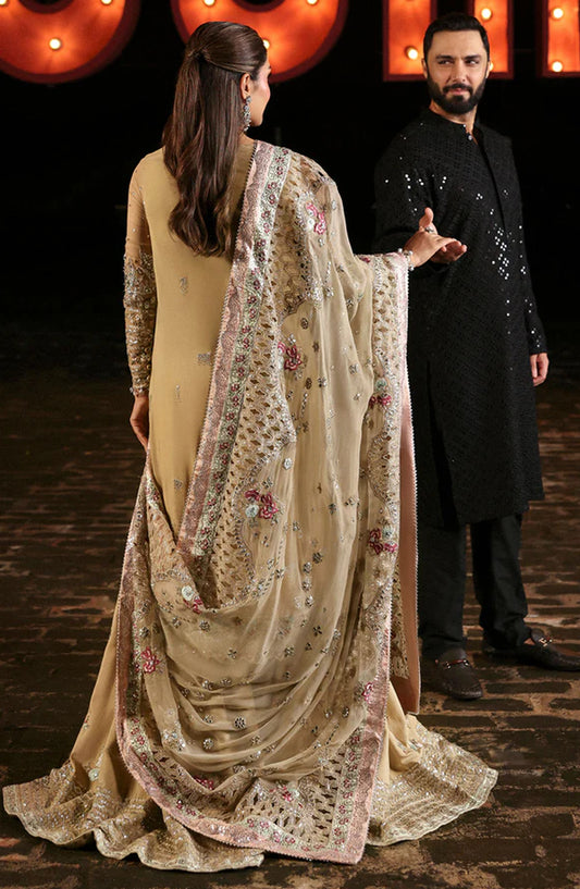 Nureh Jhoomro Luxury Embroidered Chiffon Unstitched 3 Piece Suit - NL-85 Raina - NU25JHM - Beige - Formals Collection
