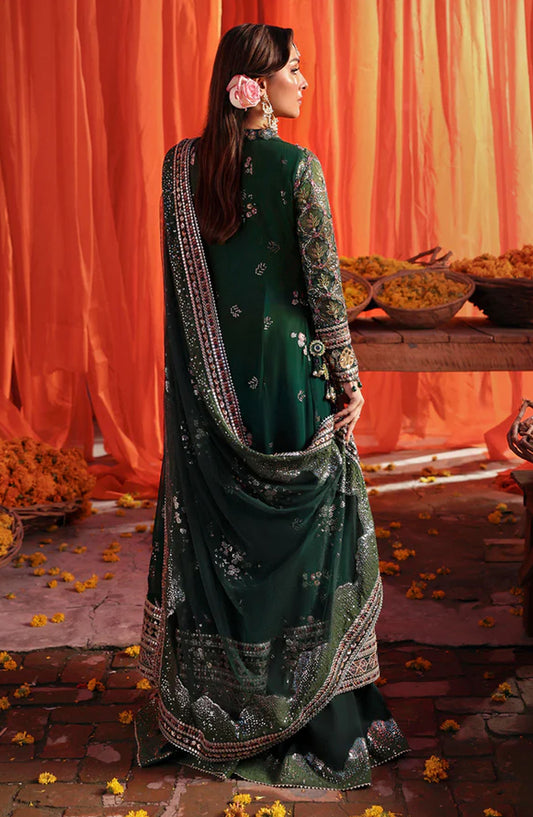 Nureh Jhoomro Luxury Embroidered Chiffon Unstitched 3 Piece Suit - NL-83 Zoha - NU25JHM - Green - Formals Collection