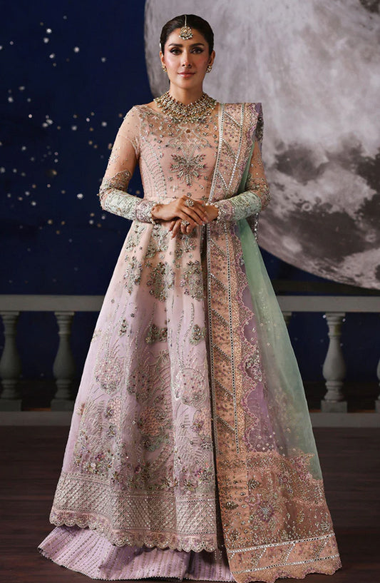 Nureh Jhoomro Luxury Embroidered Organza Unstitched 3 Piece Suit - NL-81 Daria - NU25JHM - Pink - Formals Collection