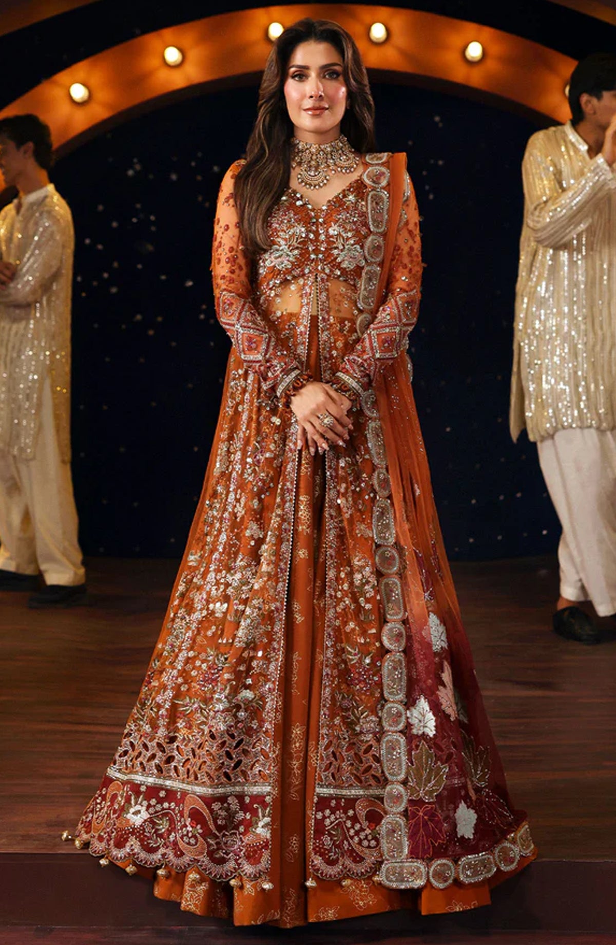 Nureh Jhoomro Luxury Embroidered Net Unstitched 3 Piece Suit - NL-80 Zardozi - NU25JHM - Orange - Formals Collection