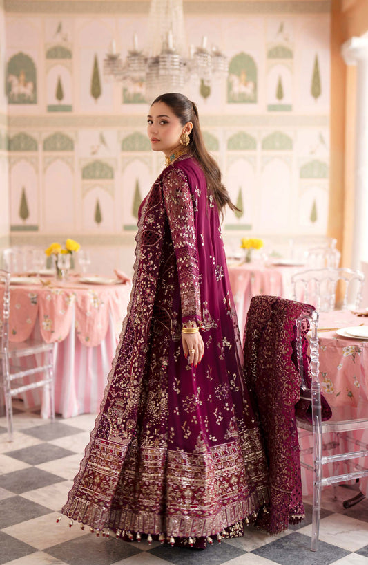 Nureh Jhoomro Embroidered Chiffon Unstitched 3 Piece Suit - NL-97 - NL26JHO - Pink - Festive Collection