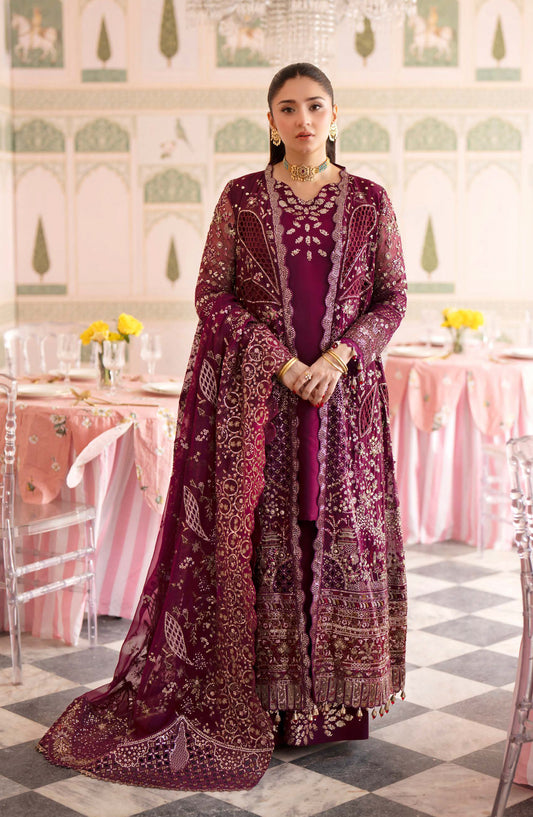 Nureh Jhoomro Embroidered Chiffon Unstitched 3 Piece Suit - NL-97 - NL26JHO - Pink - Festive Collection