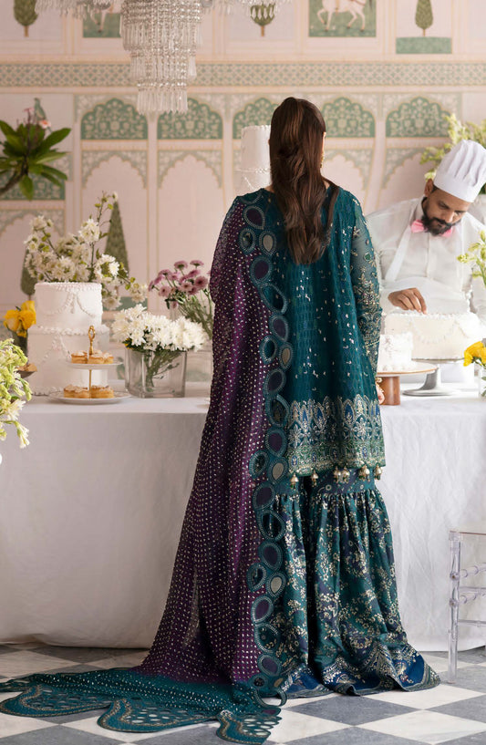 Nureh Jhoomro Embroidered Chiffon Unstitched 3 Piece Suit - NL-94 - NL26JHO - Green - Festive Collection