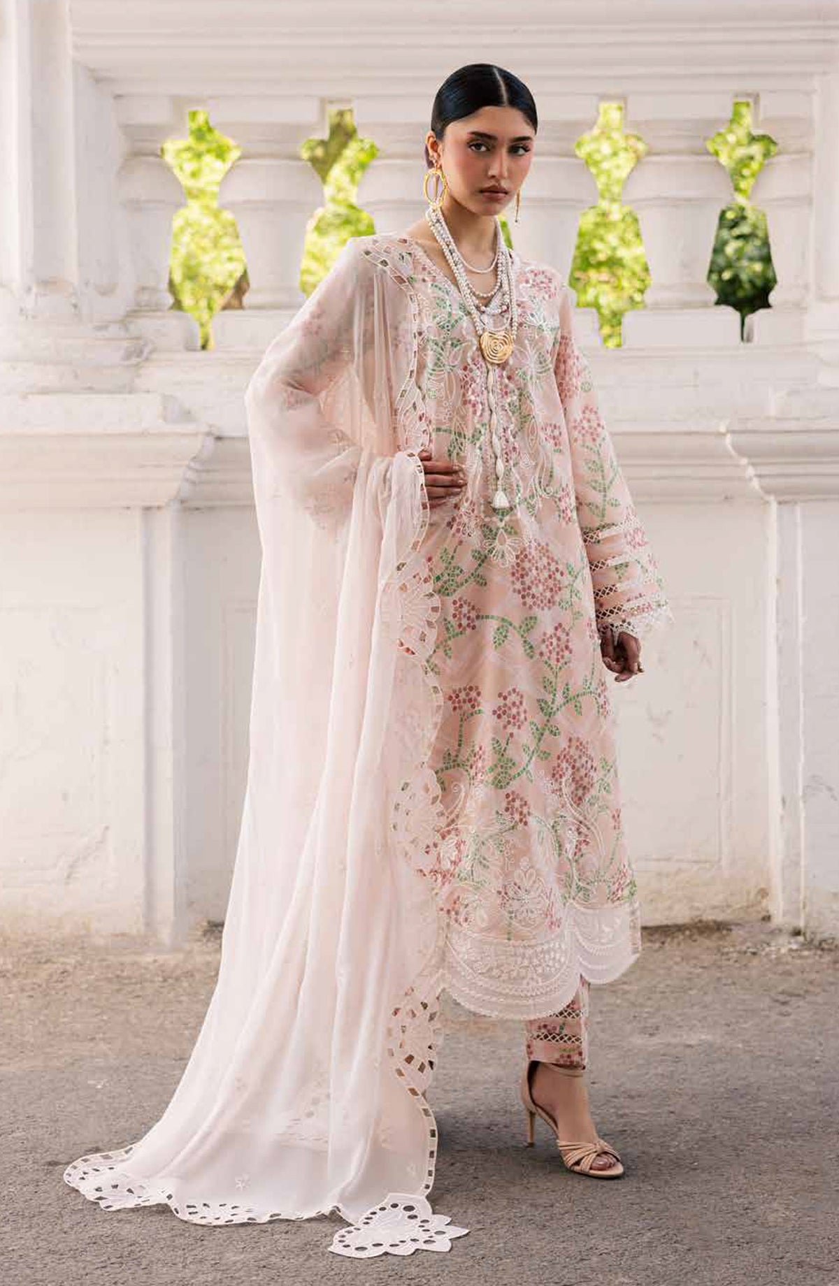 Nureh Maya Embroidered Lawn Unstitched 3 Piece Suit - NS-169 - NL26MIA - Pink - Summer Collection