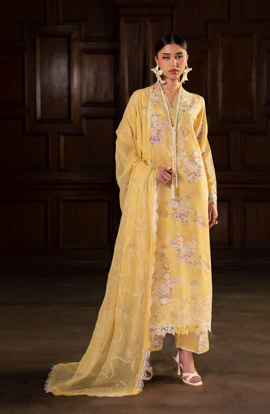 Nureh Maya Embroidered Lawn Unstitched 3 Piece Suit - NS-168 - NL26MIA - Yellow - Summer Collection