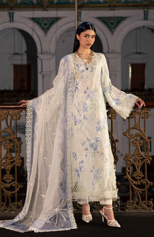Nureh Maya Embroidered Lawn Unstitched 3 Piece Suit - NS-166 - NL26MIA - Off White - Summer Collection