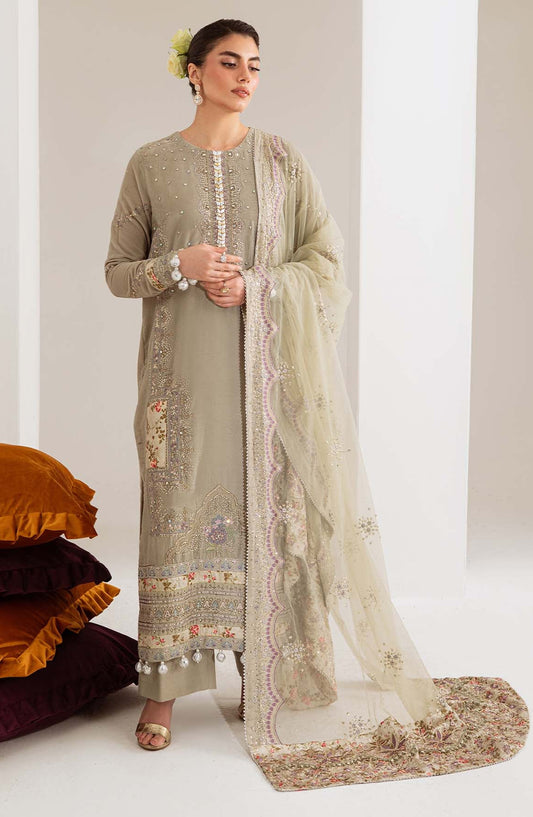 Maya by Nureh Luxury Embroidered Velvet Unstitched 3 Piece Suit - NW-111 - NU25VLT - Grey - Winter Collection