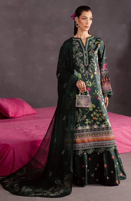 Nureh The Silk Embroidered Unstitched 3 Piece Silk Suit - S-29 - NU25SLK - Green - Luxury Collection