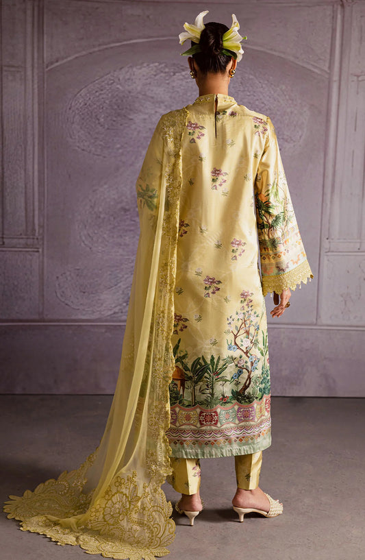 Nureh The Silk Embroidered Unstitched 3 Piece Silk Suit - S-30 - NU25SLK - Yellow - Luxury Collection