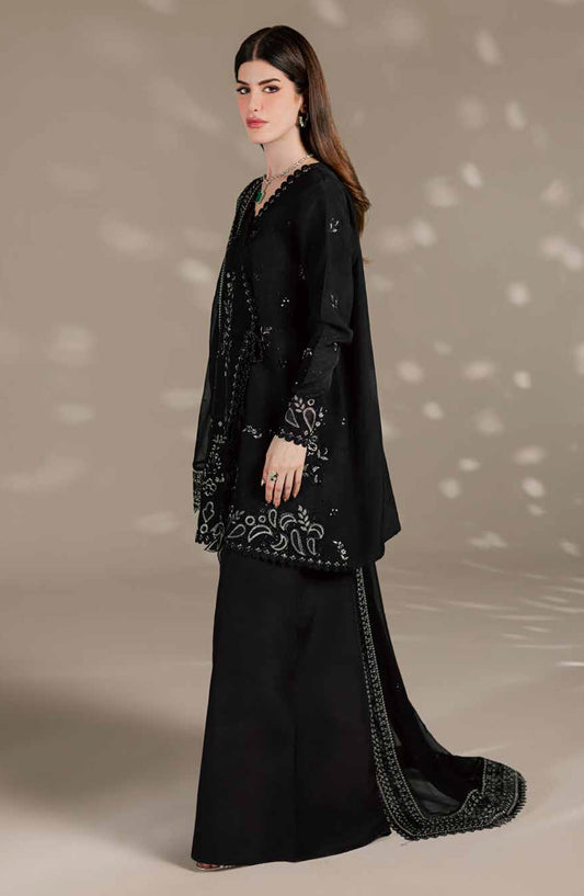 Nureh Luxury Embroidered Silk Unstitched 3 Piece Suit - S-37 - NL26SL - Black - Festive Collection
