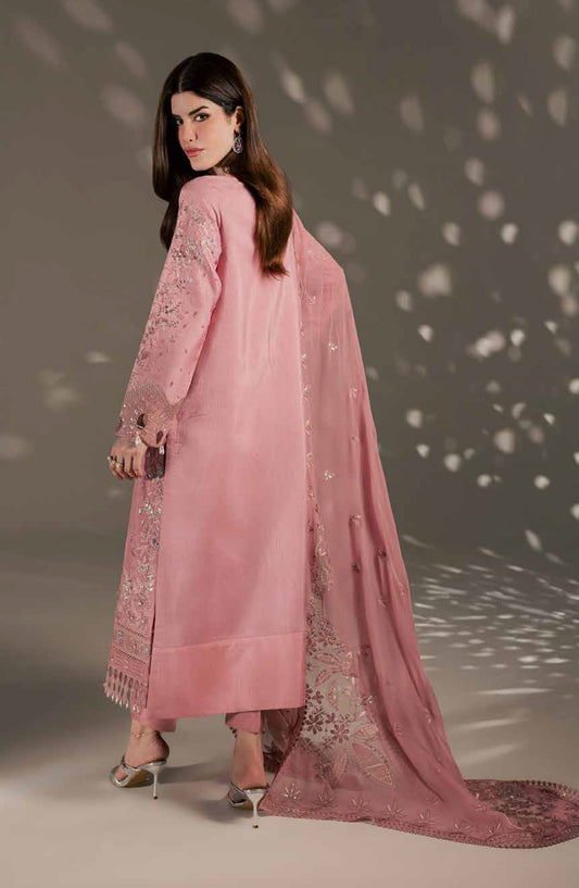 Nureh Luxury Embroidered Silk Unstitched 3 Piece Suit - S-35 - NL26SL - Pink - Festive Collection