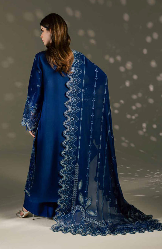 Nureh Luxury Embroidered Silk Unstitched 3 Piece Suit - S-34 - NL26SL - Blue - Festive Collection