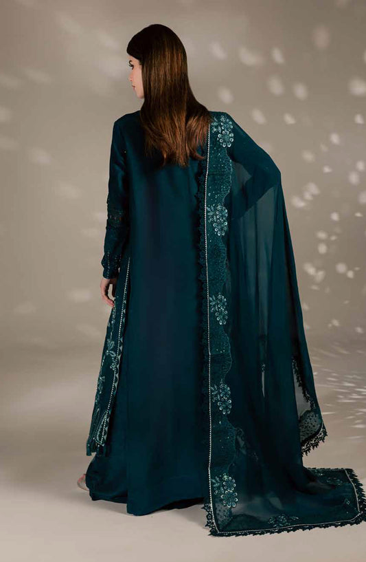 Nureh Luxury Embroidered Silk Unstitched 3 Piece Suit - S-33 - NL26SL - Green - Festive Collection