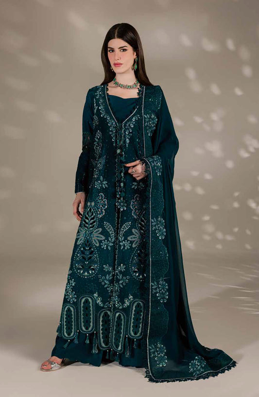 Nureh Luxury Embroidered Silk Unstitched 3 Piece Suit - S-33 - NL26SL - Green - Festive Collection