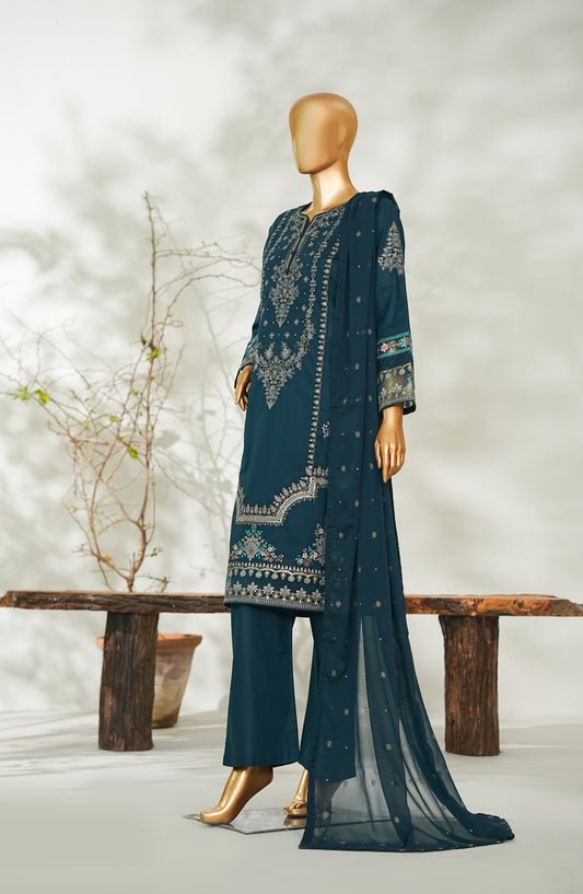 Nurezah The Rich Jewel Tones by Amna Khadija Embroidered Cotton Stitched 3 Piece Suit - NRJT-01 - AM26NRJT - Teal - Mid Summer Collection
