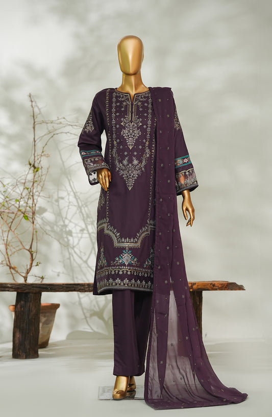 Nurezah The Rich Jewel Tones by Amna Khadija Embroidered Cotton Stitched 3 Piece Suit - NRJT-02 - AM26NRJT - Purple - Mid Summer Collection