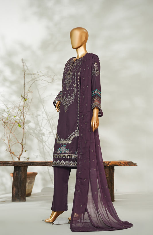 Nurezah The Rich Jewel Tones by Amna Khadija Embroidered Cotton Stitched 3 Piece Suit - NRJT-02 - AM26NRJT - Purple - Mid Summer Collection