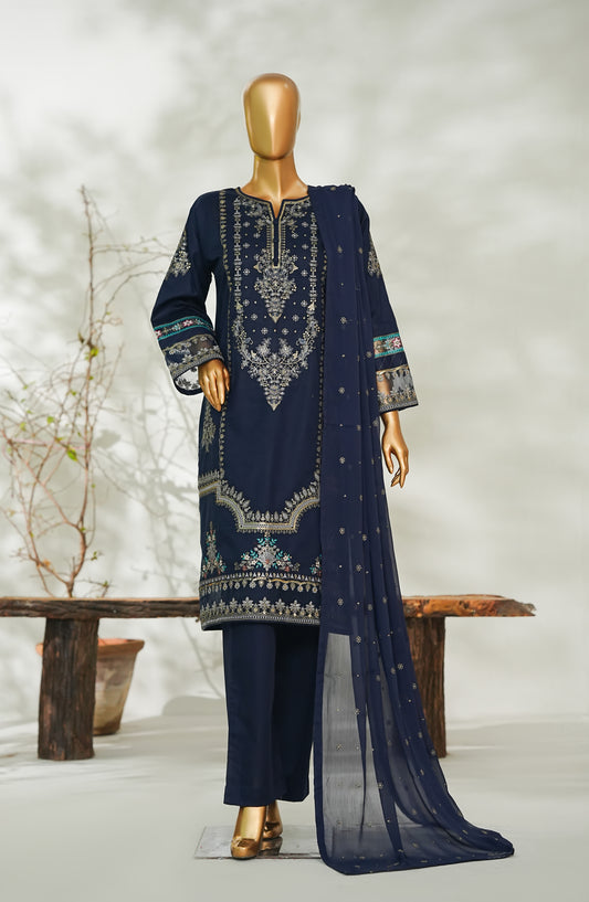 Nurezah The Rich Jewel Tones by Amna Khadija Embroidered Cotton Stitched 3 Piece Suit - NRJT-03 - AM26NRJT - Blue - Mid Summer Collection