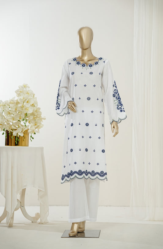 Nush Aira by Amna Khadija Embroidered Cotton Stitched 2 Piece Co-ord Set - AKNA-07 - AM26AANK - White - Summer Collection