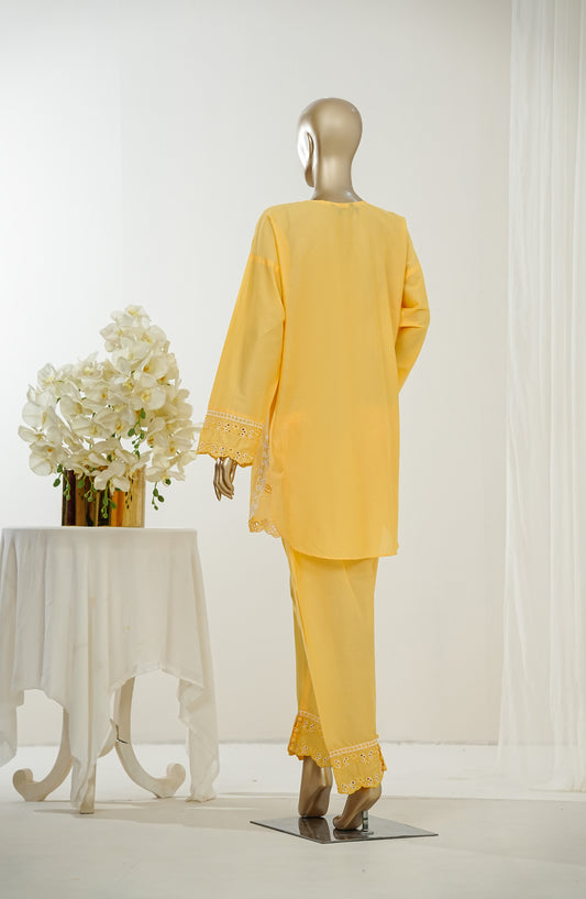 Nush Aira by Amna Khadija Embroidered Cotton Stitched 2 Piece Co-ord Set - AKNA-08 - AM26AANK - Yellow - Summer Collection