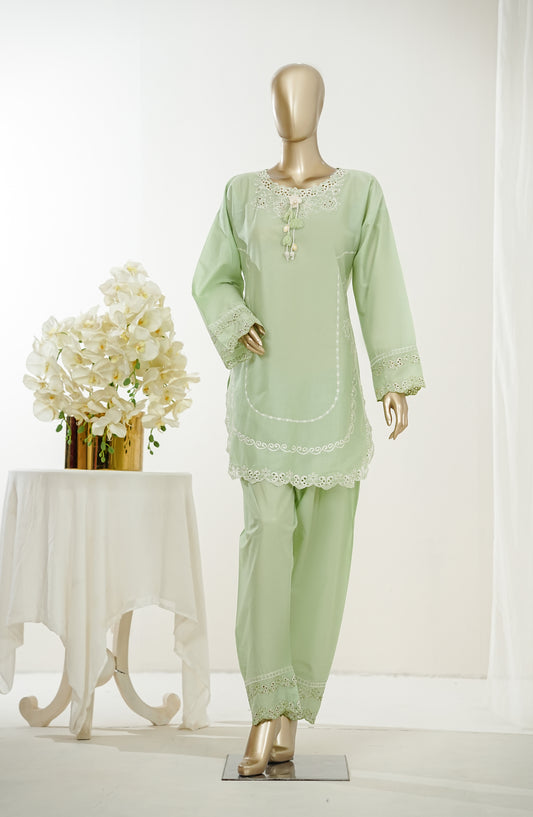 Nush Aira by Amna Khadija Embroidered Cotton Stitched 2 Piece Co-ord Set - AKNA-11 - AM26AANK - Green - Summer Collection