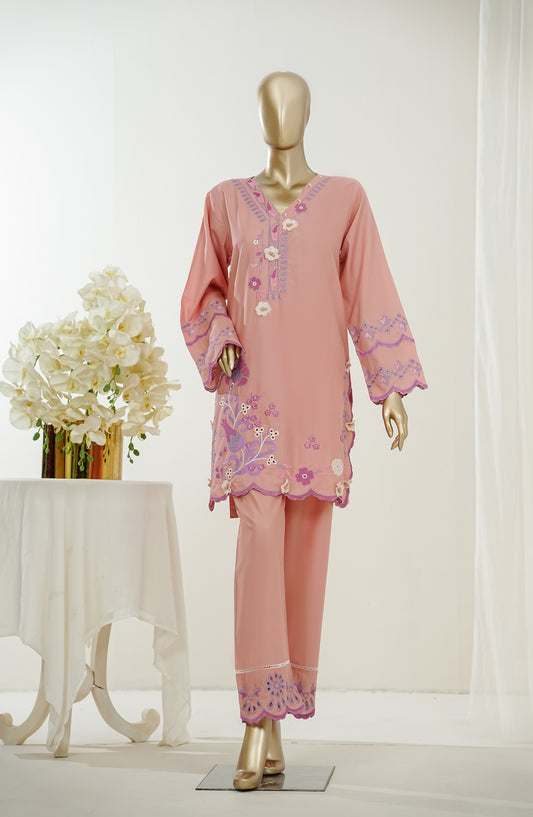 Nush Aira by Amna Khadija Embroidered Cotton Stitched 2 Piece Co-ord Set - AKNA-12 - AM26AANK - Pink - Summer Collection