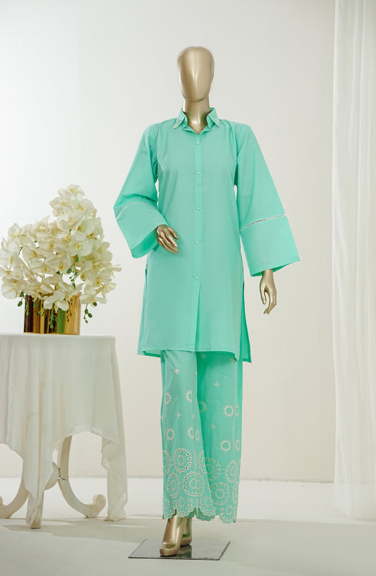 Nush Aira by Amna Khadija Embroidered Cotton Stitched 2 Piece Co-ord Set - AKNA-13 - AM26AANK - Sea Green - Summer Collection