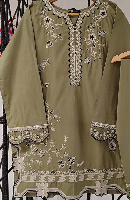 Nush Aira by Amna Khadija Embroidered Cotton Stitched 2 Piece Co-ord Set - AKTW-02 - AM26TWN - Green - Summer Collection
