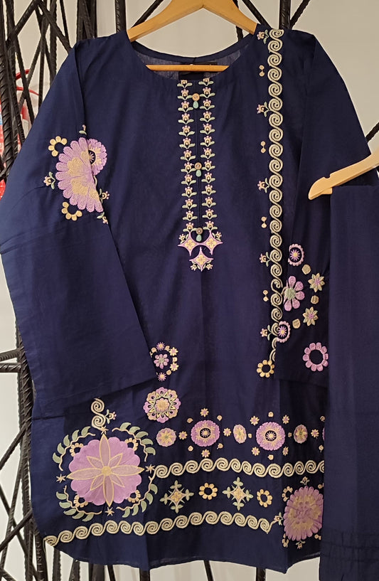Nush Aira by Amna Khadija Embroidered Cotton Stitched 2 Piece Co-ord Set - AKTW-03 - AM26TWN - Blue - Summer Collection