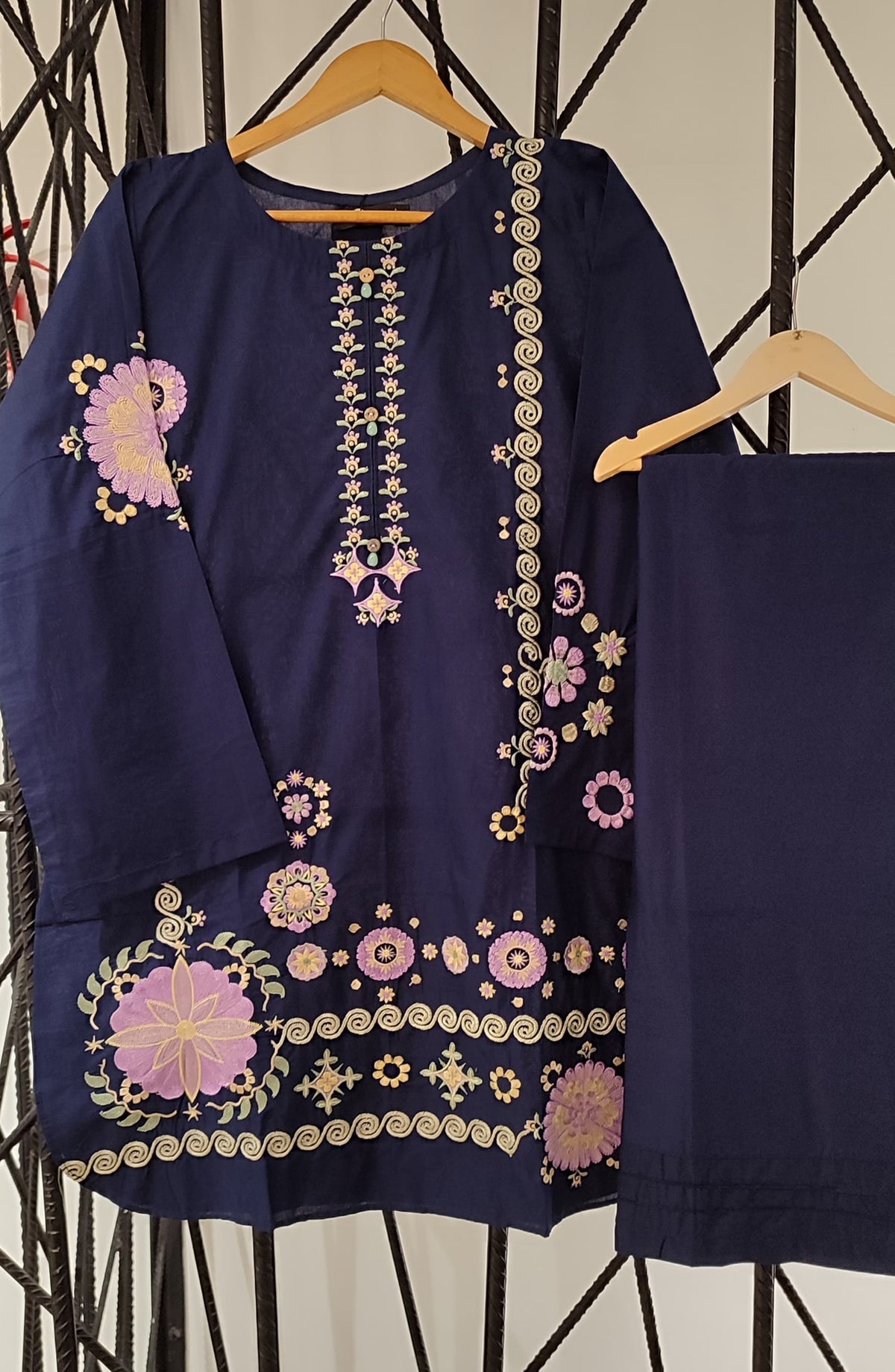 Nush Aira by Amna Khadija Embroidered Cotton Stitched 2 Piece Co-ord Set - AKTW-03 - AM26TWN - Blue - Summer Collection