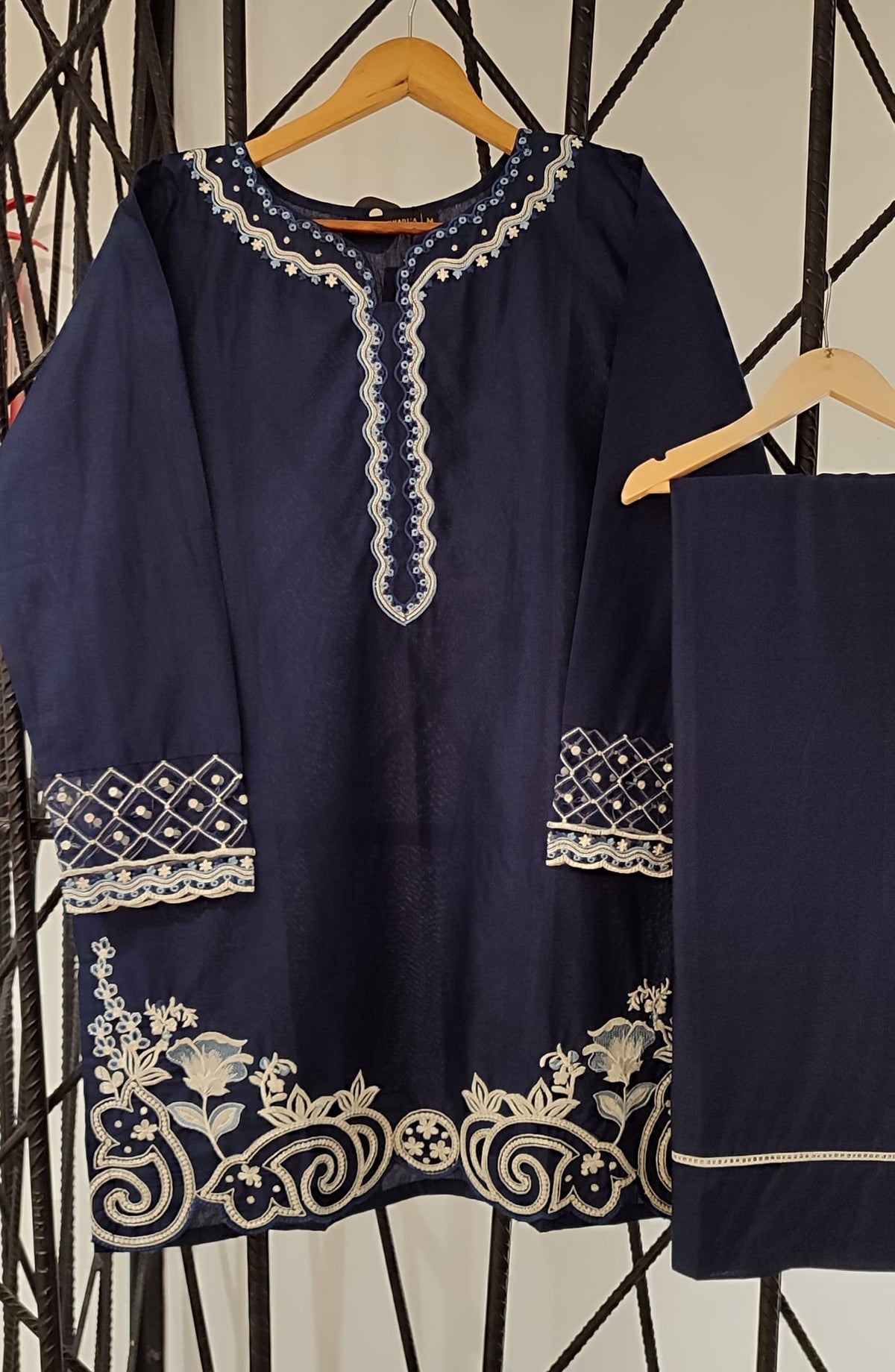 Nush Aira by Amna Khadija Embroidered Cotton Stitched 2 Piece Co-ord Set - AKTW-10 - AM26TWN - Navy Blue - Summer Collection