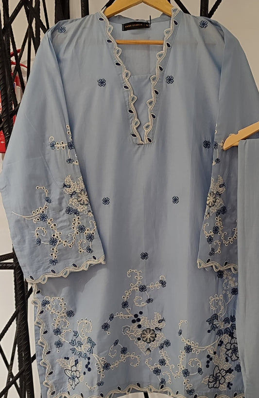 Nush Aira by Amna Khadija Embroidered Cotton Stitched 2 Piece Co-ord Set - AKTW-11 - AM26TWN - Sky Blue - Summer Collection