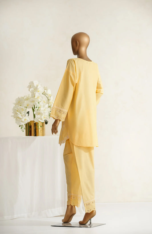 Nush Aira by Amna Khadija Embroidered Cotton Stitched 2 Piece Co ord Sets - AKNA-04 - AM25NSHR - Yellow - Luxury Collection