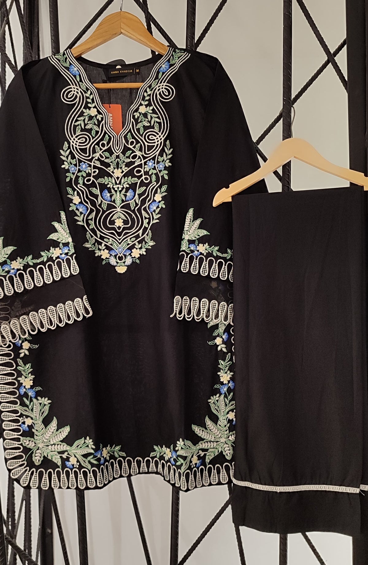 Nush Aira by Amna Khadija Embroidered Cotton Stitched 2 Piece Co-ord Set - AKTW-01 - AM26TWN - Black - Summer Collection
