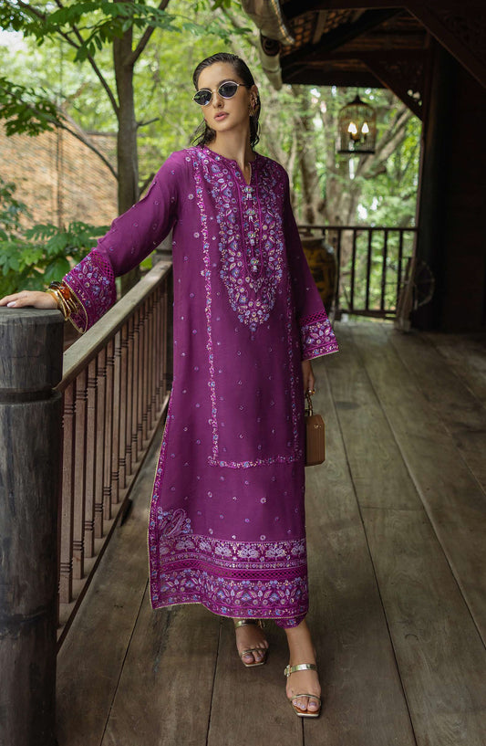 Nuvera by Mushq Embroidered Raw Silk Unstitched 3 Piece Suit - Avenelle - MQ25NV - Dark Purple - Luxury Collection