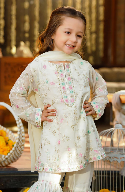 Chiffon Embroidered 3 Pc Suit OCH26ES INCF-36 Off White