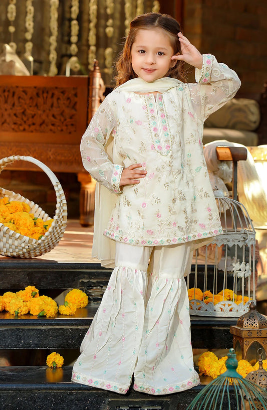 Chiffon Embroidered 3 Pc Suit OCH26ES INCF-36 Off White