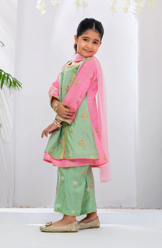 Cotton Silk Printed 3 Pc Suit OCH26ES INRJ-19 Green