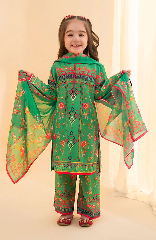 Poly Lawn Digital Printed 3 Pc Suit OCH26ES INDP-53 Green