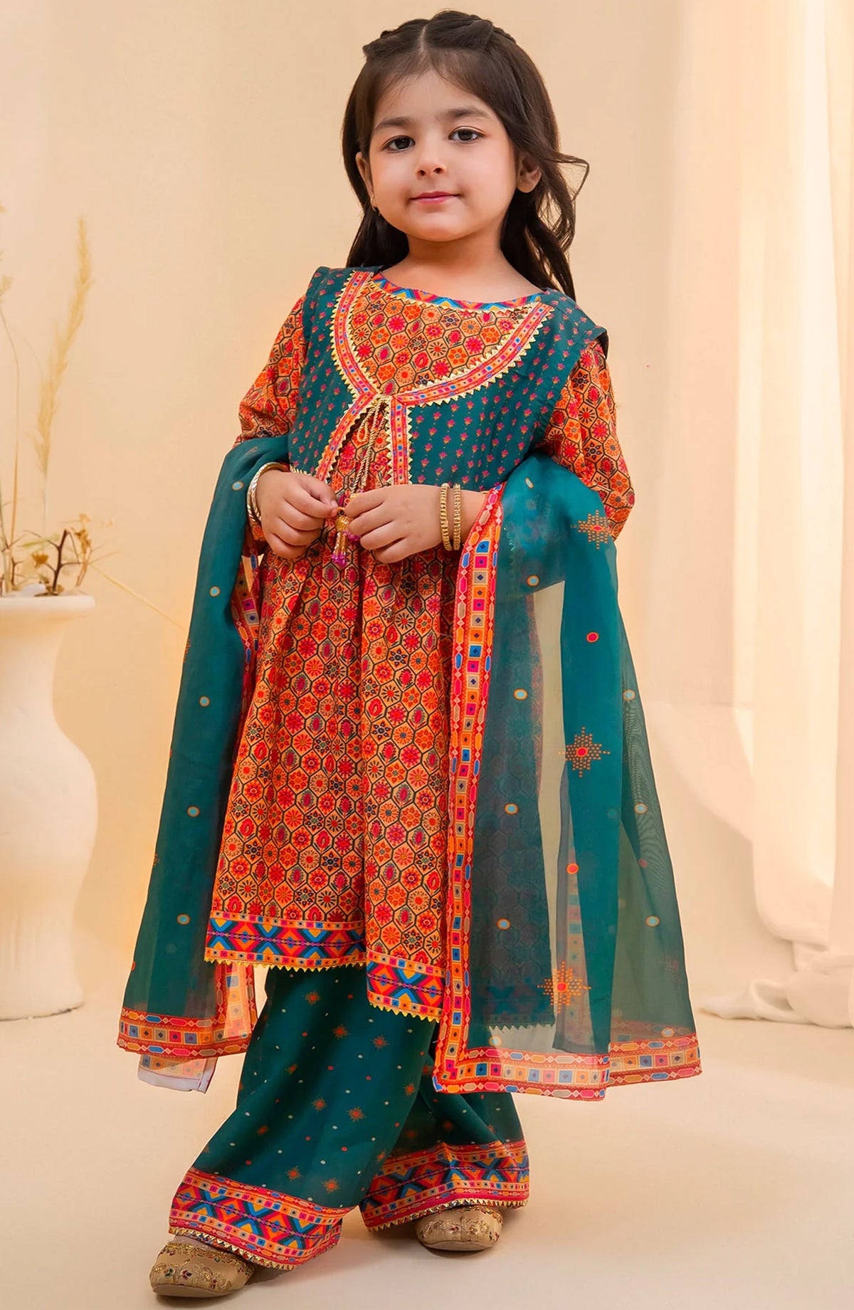 Poly Lawn Digital Printed 3 Pc Suit OCH26ES INDP-68 Red