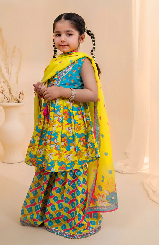 Poly Lawn Digital Printed 3 Pc Suit OCH26ES INDP-69 Blue