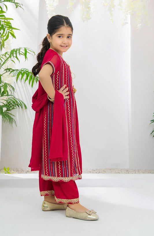 Chiffon Embroidered 3 Pc Suit OCH26ES INCF-43 Red