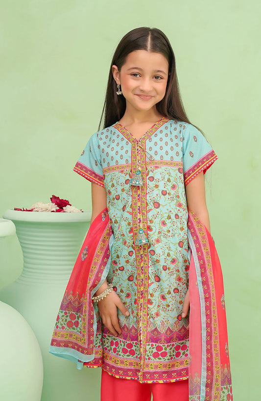 Poly Lawn Digital Printed 3 Pc Suit OCH26ES INDP-50 Blue