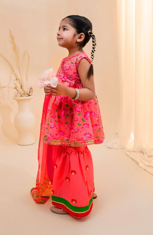 Poly Lawn Digital Printed 3 Pc Suit OCH26ES INDP-62 Pink