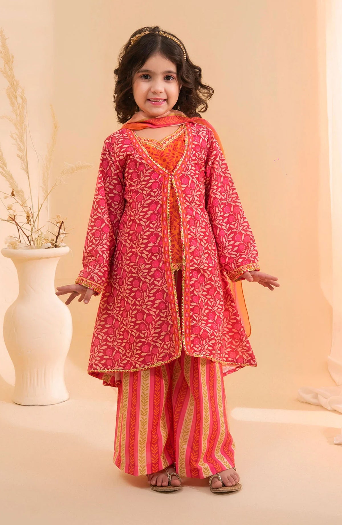 Poly Lawn Digital Printed 3 Pc Suit OCH26ES INDP-57 Pink