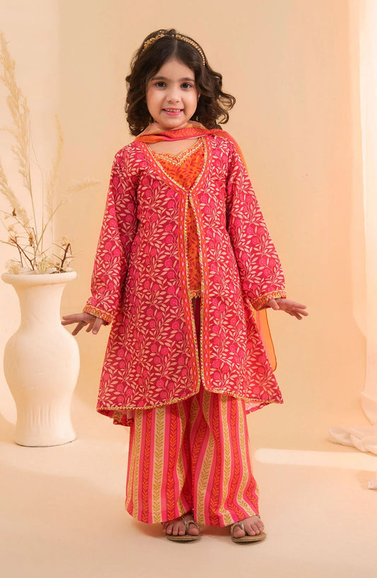 Poly Lawn Digital Printed 3 Pc Suit OCH26ES INDP-57 Pink