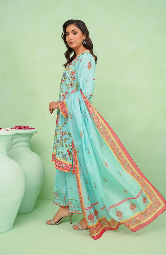 Poly Lawn Digital Printed 3 Pc Suit OCH26FR SDPF-09-S Blue