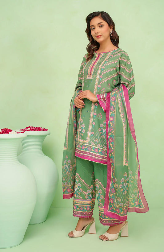 Poly Lawn Digital Printed 3 Pc Suit OCH26FR SDPF-10-S Green