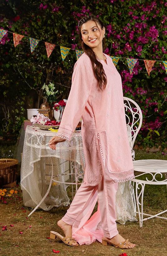 Chikankari Embroidered 3 Pc Suit OCH26FR SCF-04-S Pink