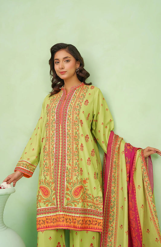 Poly Lawn Digital Printed 3 Pc Suit OCH26FR SDPF-07-S Green